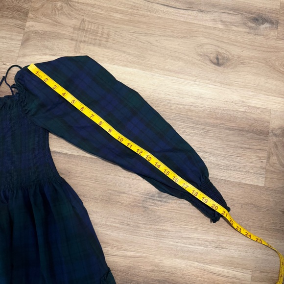Hill House The Naomi Nap Tartan Long Sleeve Smock Dress Green Plaid Size XS - Picture 9 of 9